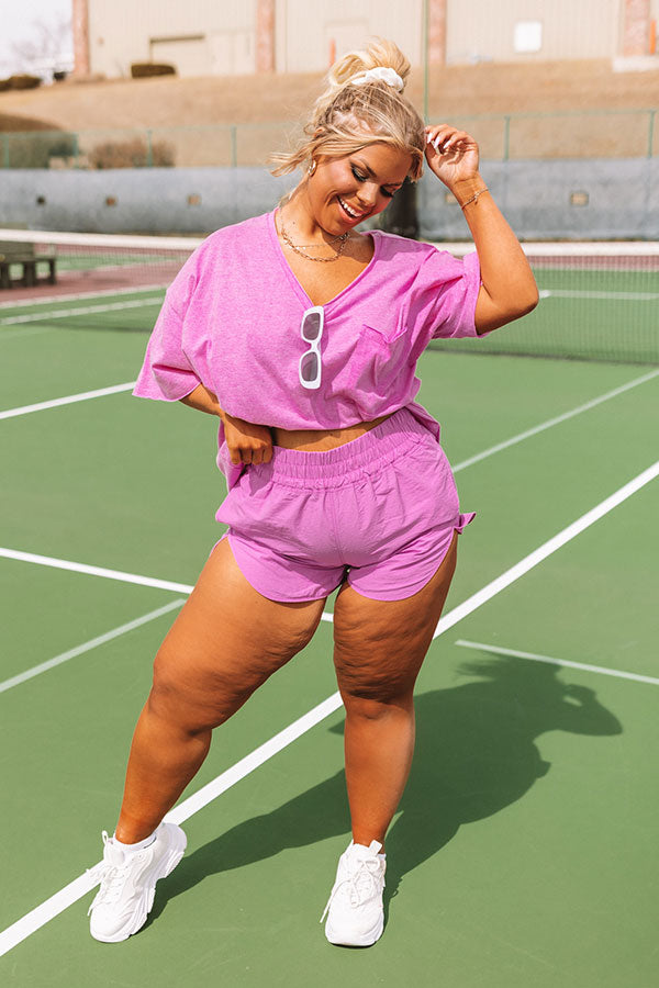 Extra Cardio High Waist Windbreaker Shorts In Violet Curves   