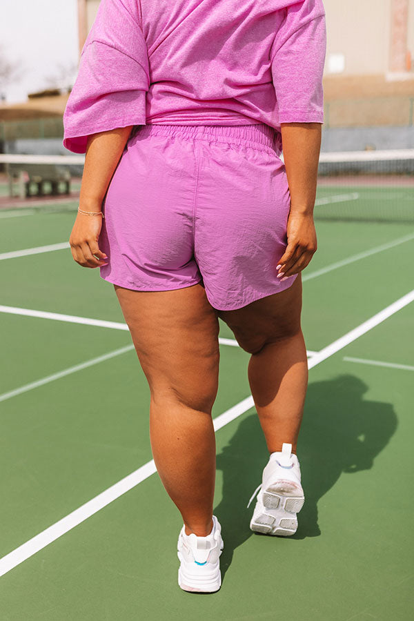 Extra Cardio High Waist Windbreaker Shorts In Violet Curves   