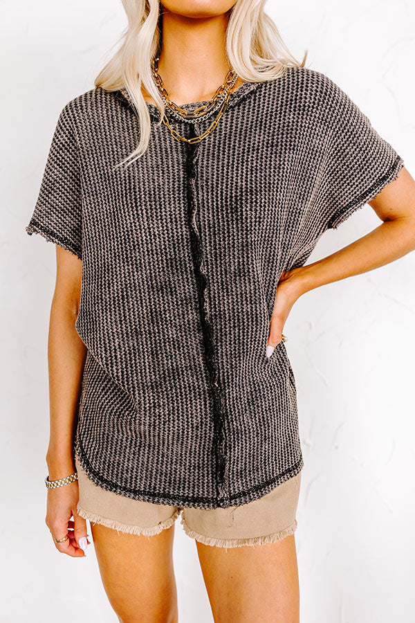 Along The Path Mineral Wash Knit Top In Vintage Black Image - 1