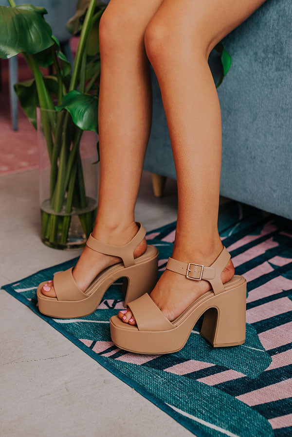 The Aria Platform Heel in Iced Latte