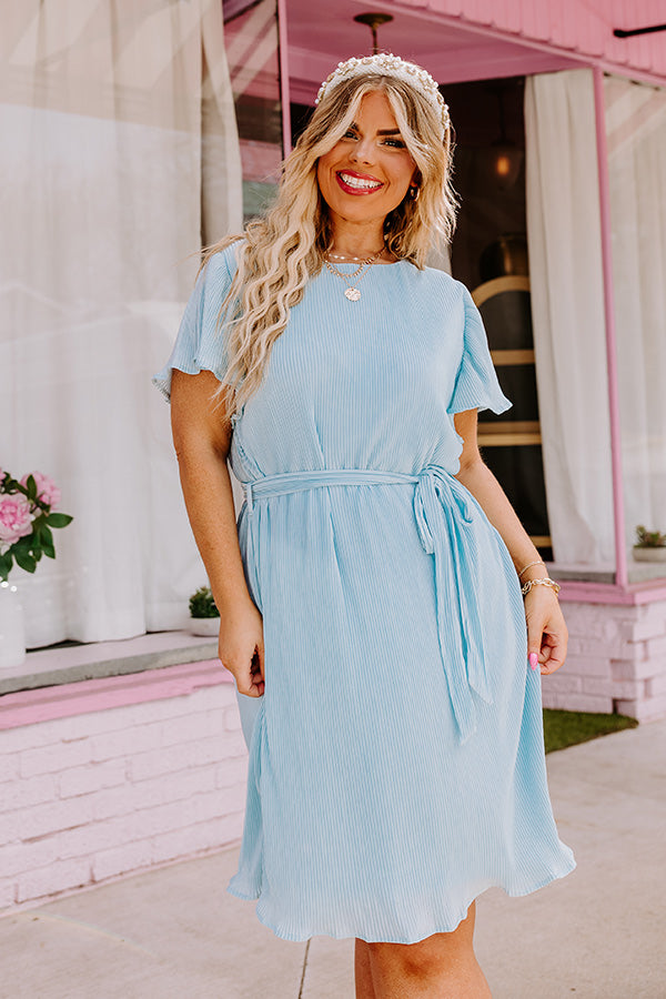 Flight Miles Pleated Dress In Sky Blue Curves – Impressions Online Boutique Flight Miles Pleated Dress In Sky Blue Curves – Impressions Online Boutique