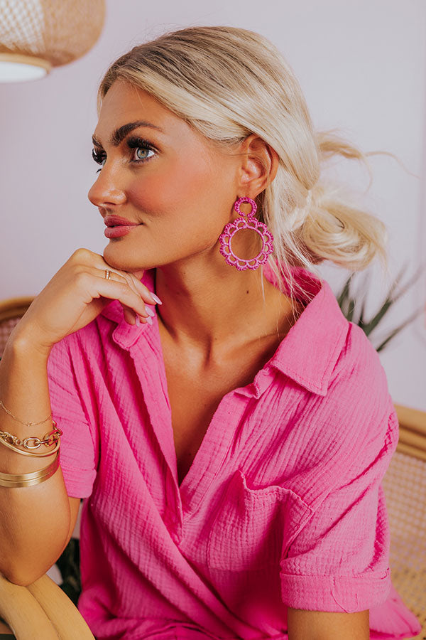 Caribbean Dreaming Earrings in Hot Pink