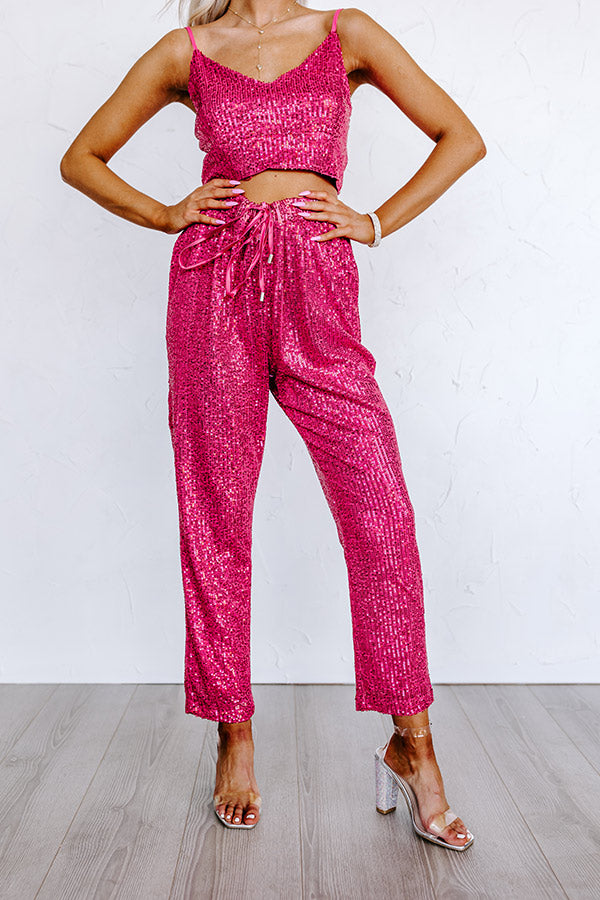 Alluring Avenue Sequin Pants in Fuchsia • Impressions Online Boutique