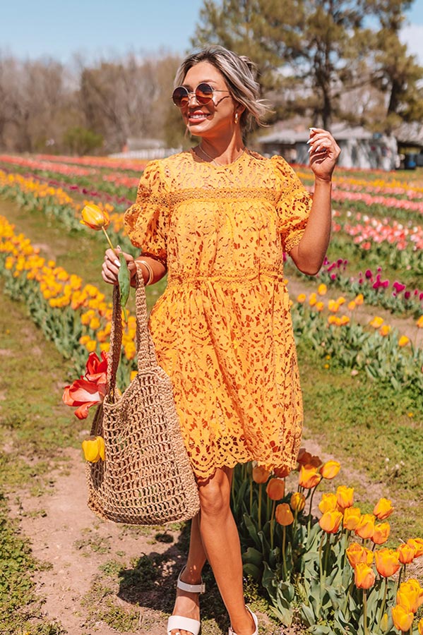 Forever Chic Crochet Mini Dress S / Orange Forever Chic Crochet Mini Dress S / Orange