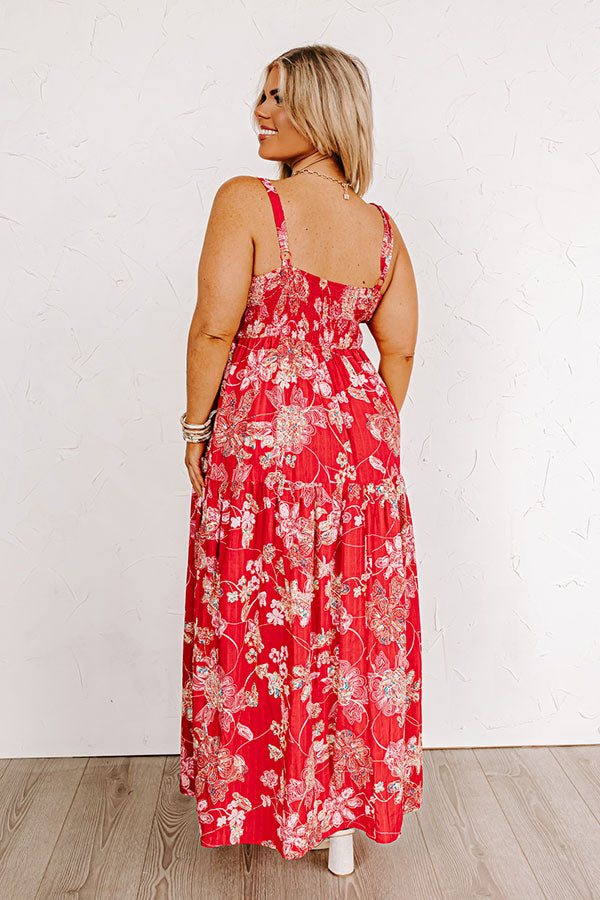 Beachside Bliss Maxi Dress in Red Curves