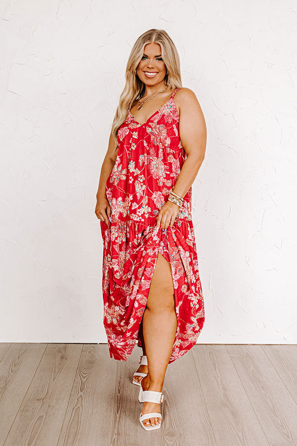 Beachside Bliss Maxi Dress in Red Curves