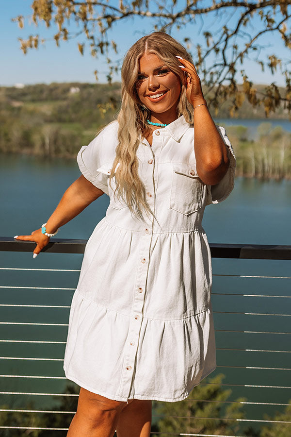 Genuine Reaction Denim Dress In Ivory Curves Genuine Reaction Denim Dress In Ivory Curves