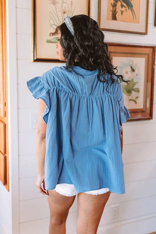 Divine Downtime Button Up in Airy Blue