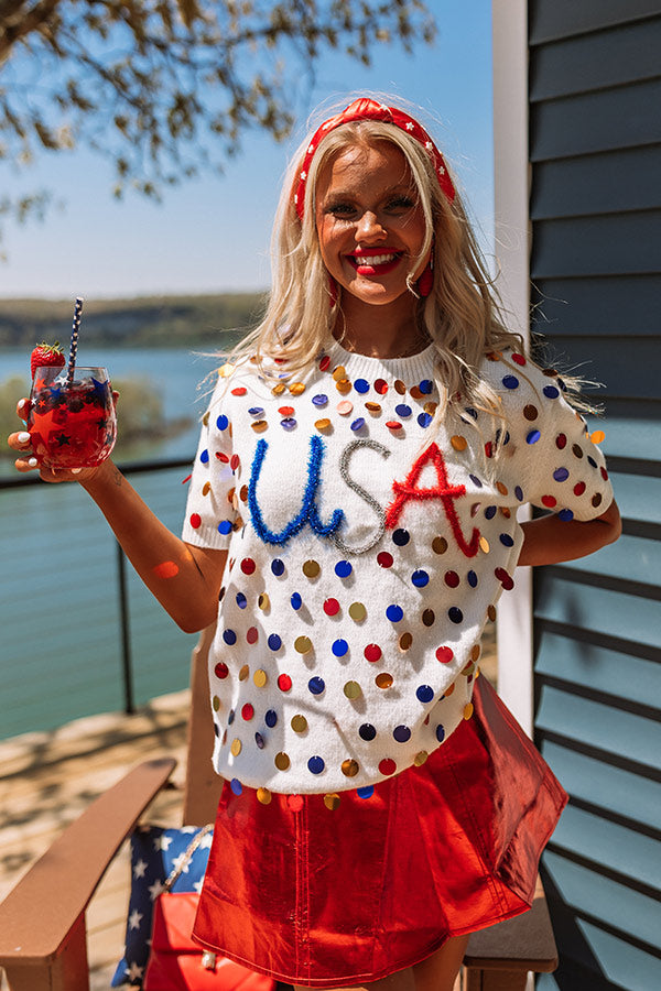 USA Pride Sequin Sweater Top