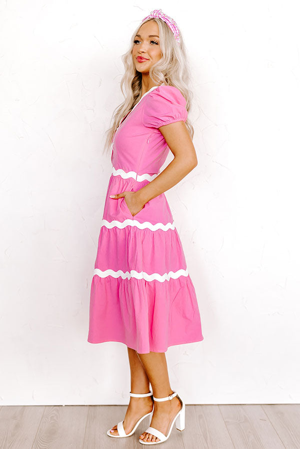 bubble gum pink midi dress MINKPINK Gaia Halter Midi Dress in Fuchsia