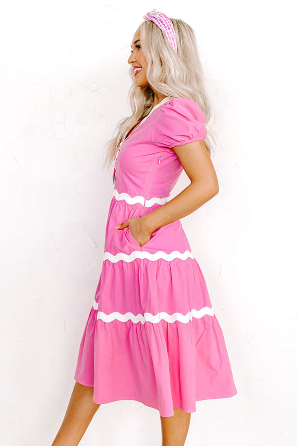 The Westerly Midi Dress In Bubblegum Pink