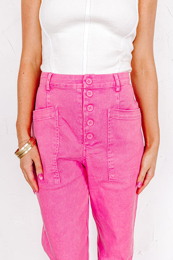 Women Corduroy Pants Trousers Wide Leg Casual Pocket High Waist Pink Fashion  New