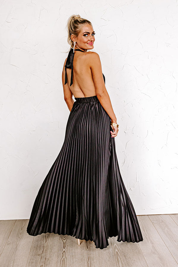 luxury pleated dresses Liquid Shine pleated Maxi Dress - Deep Emerald