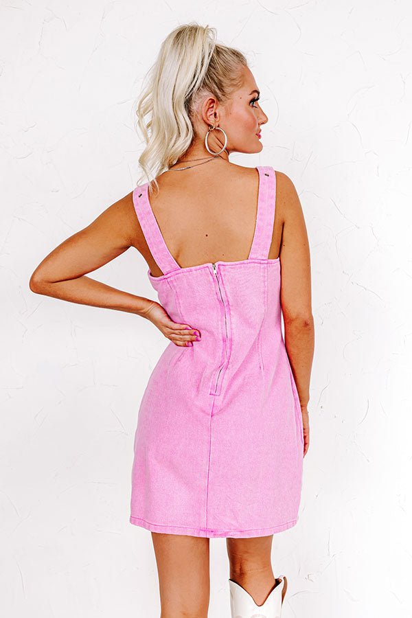 Beyond The Stage Denim Mini Dress In Pink