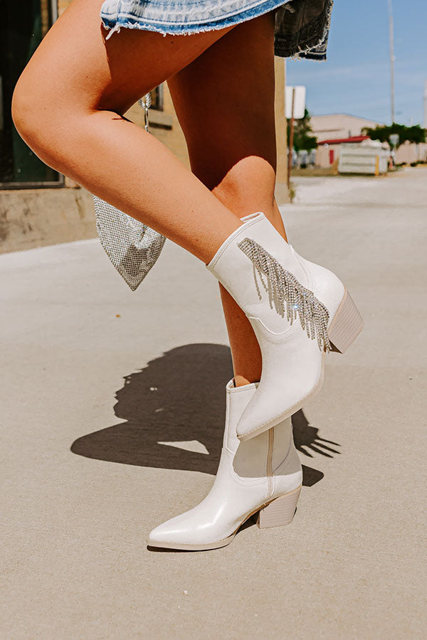 The Aliyah Faux Leather Cowboy Boot in Ivory