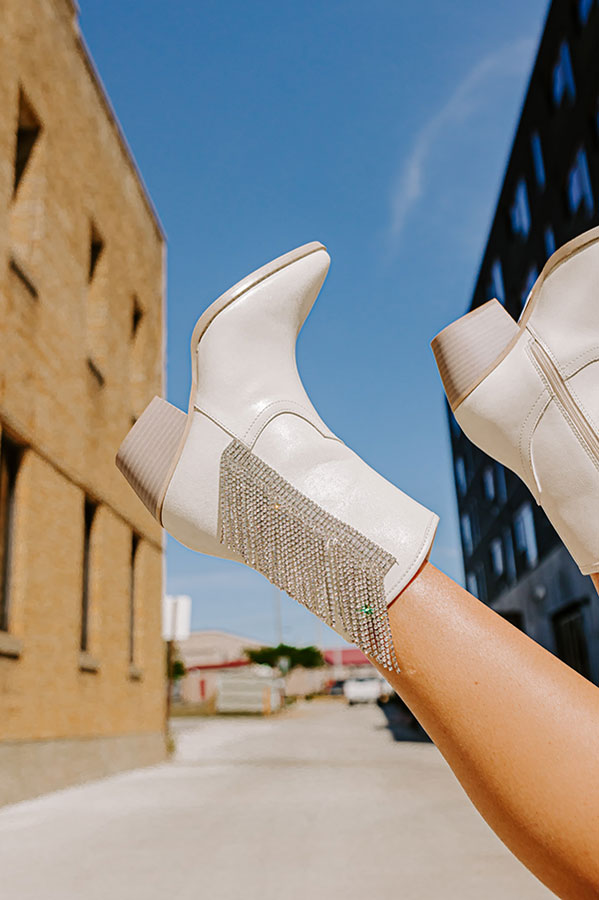 The Aliyah Faux Leather Cowboy Boot in Ivory