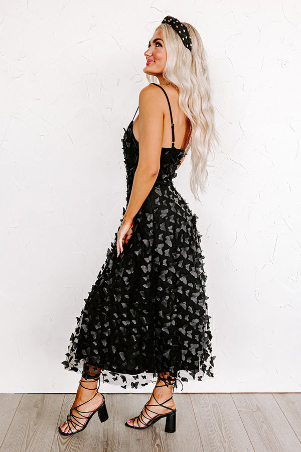 Garden Party Glow Midi in Black