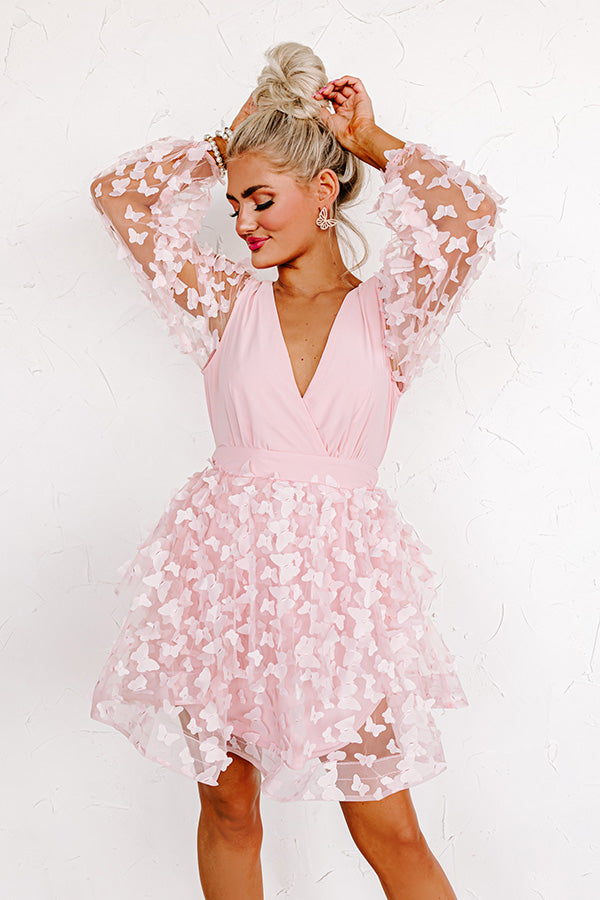pink butterfly dress Mariposa print a Stacees Blushing Pink Sheer Corset