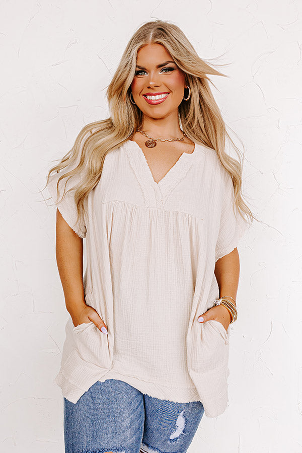 Beyond Lovely Shift Top In Birch Curves