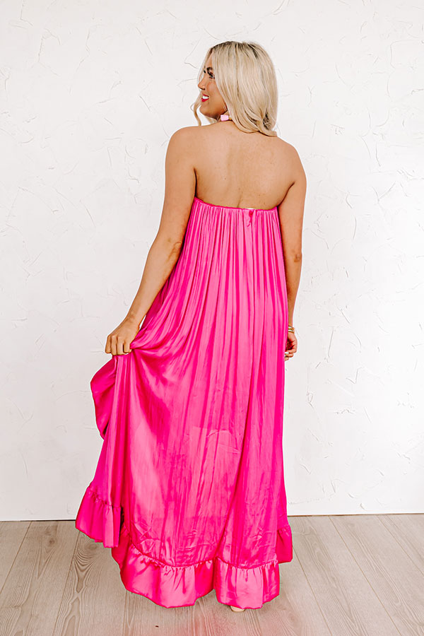 Milan Runway Satin Dress In Pink   