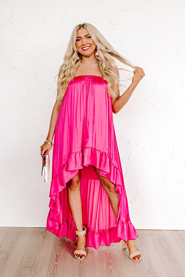 Milan Runway Satin Dress In Pink   