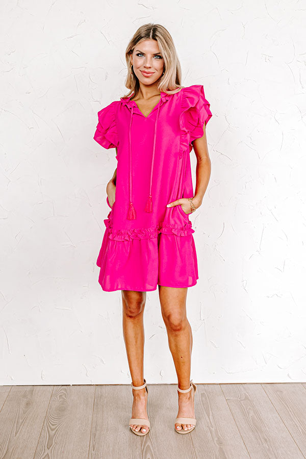 Tea At The Plaza Shift Dress In Hot Pink Tea At The Plaza Shift Dress In Hot Pink