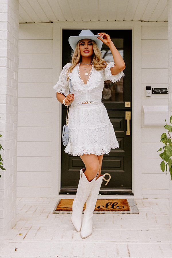 White 2025 eyelet skirt