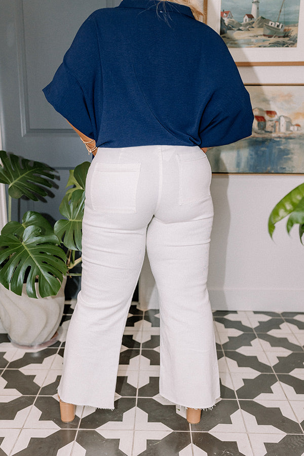 The Adriana High Waist Wide Leg Jean in Ivory Curves