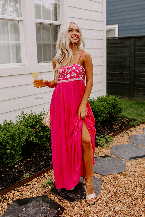 pink embroidered maxi dress Verena Pink Floral Embroidered Maxi Dress Frock and Frill