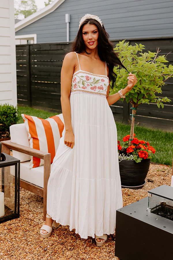 Coastal Calm Embroidered Maxi In Cream