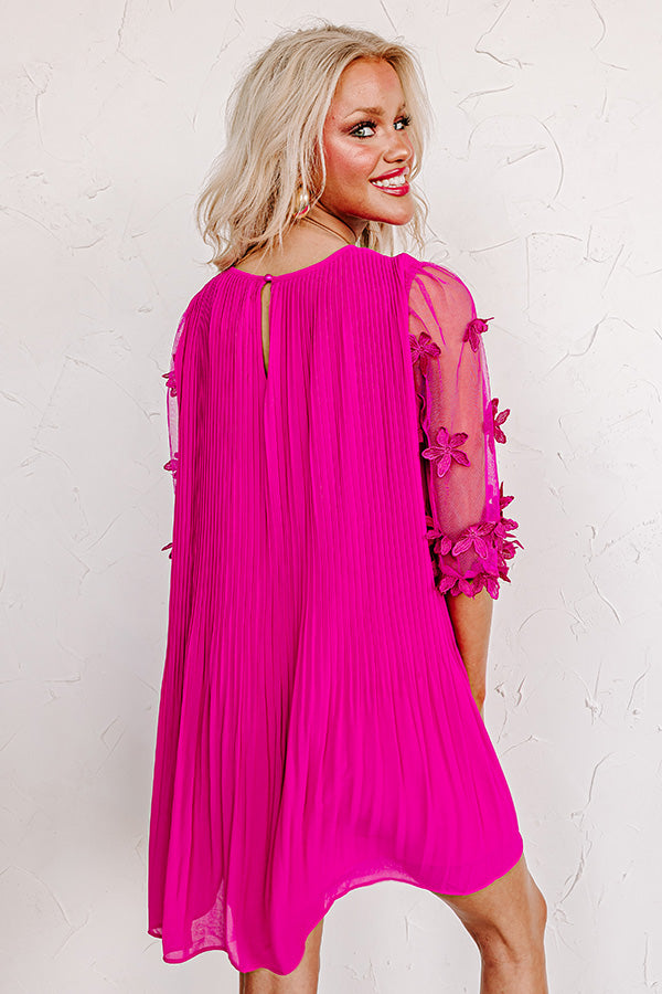 Magic Melody Pleated Dress in Fuchsia