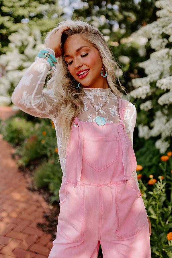pink jean overall dress Pink Bow Denim Overall Dress 7