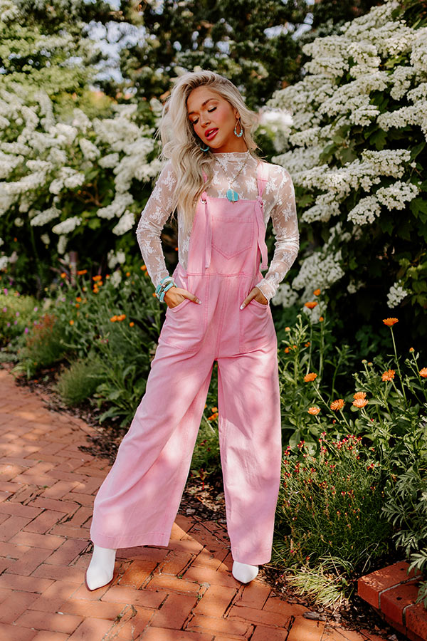 The Meena Denim Overalls In Pink The Meena Denim Overalls In Pink
