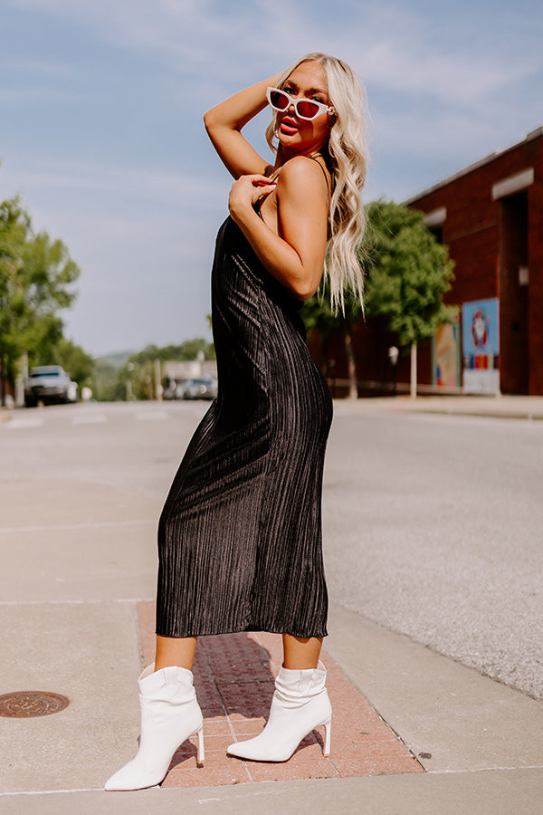 Flirty Frills Pleated Midi In Black Impressions Online Boutique Flirty Frills Pleated Midi In Black Impressions Online Boutique