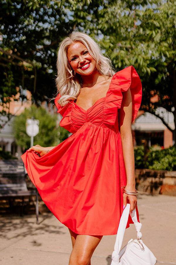 red babbydol dress Cityscape Splendor Babydoll Dress in Red