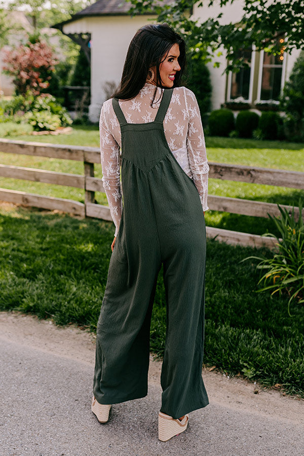 Happy Sanctuary Wide Leg Jumpsuit in Army Green