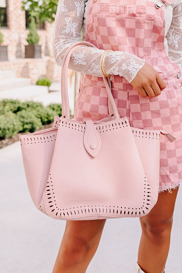 Simple Days Faux Leather Tote In Blush