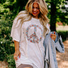 Peace And Love Oversized Graphic Tee In Ivory Curves Image - 1