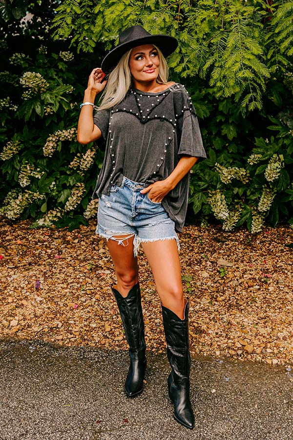 Poised Romance Embellished Top In Vintage Black Image - 1
