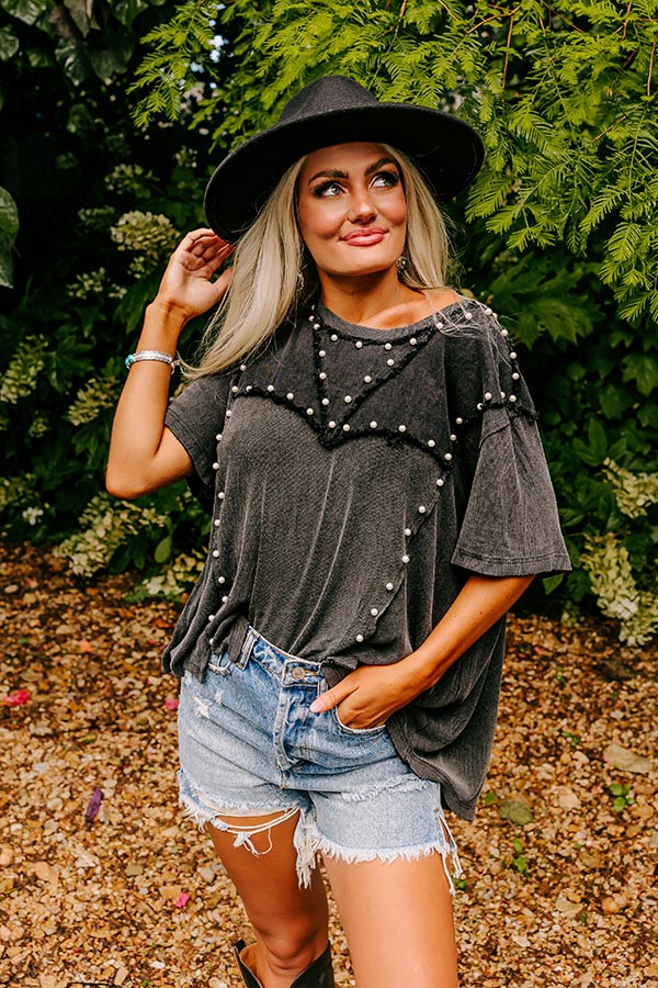 Poised Romance Embellished Top In Vintage Black Image - 2