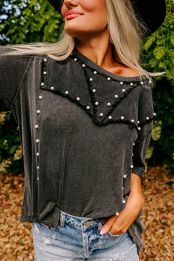 Poised Romance Embellished Top In Vintage Black Image - 3