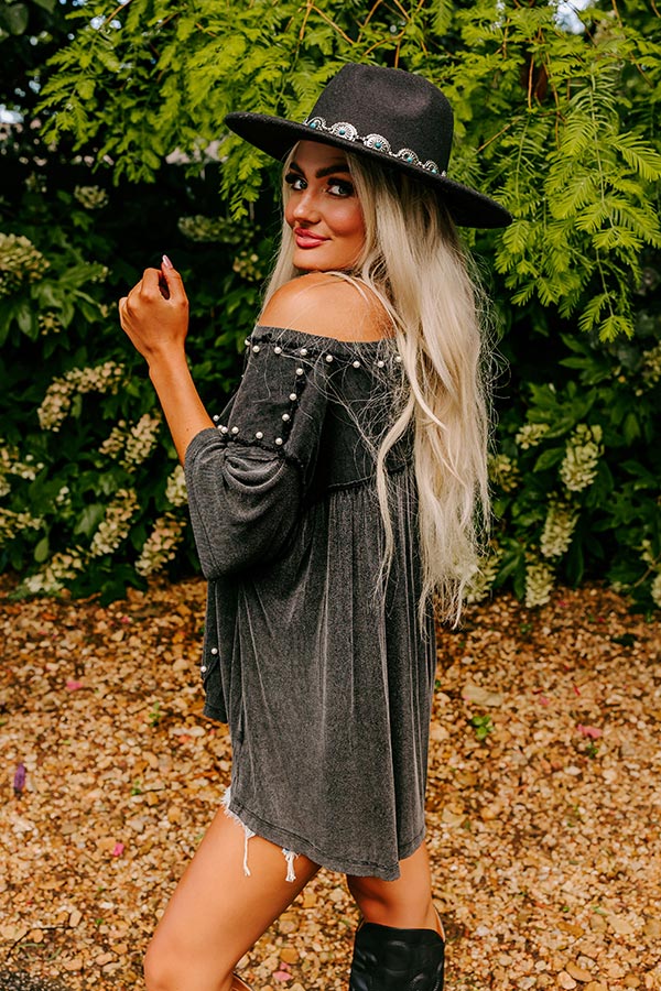 Poised Romance Embellished Top In Vintage Black Image - 5