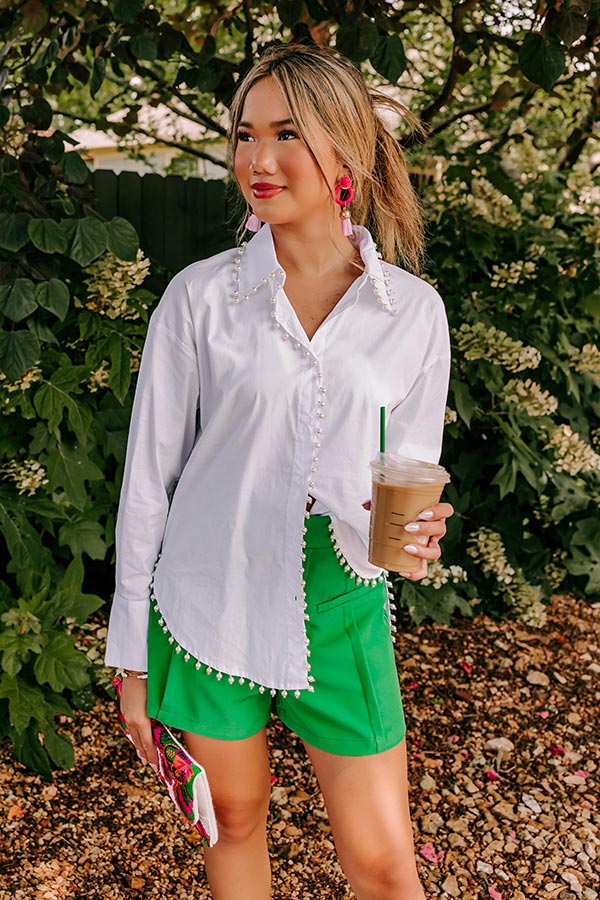 Luxe Debut Embellished Button Up in White