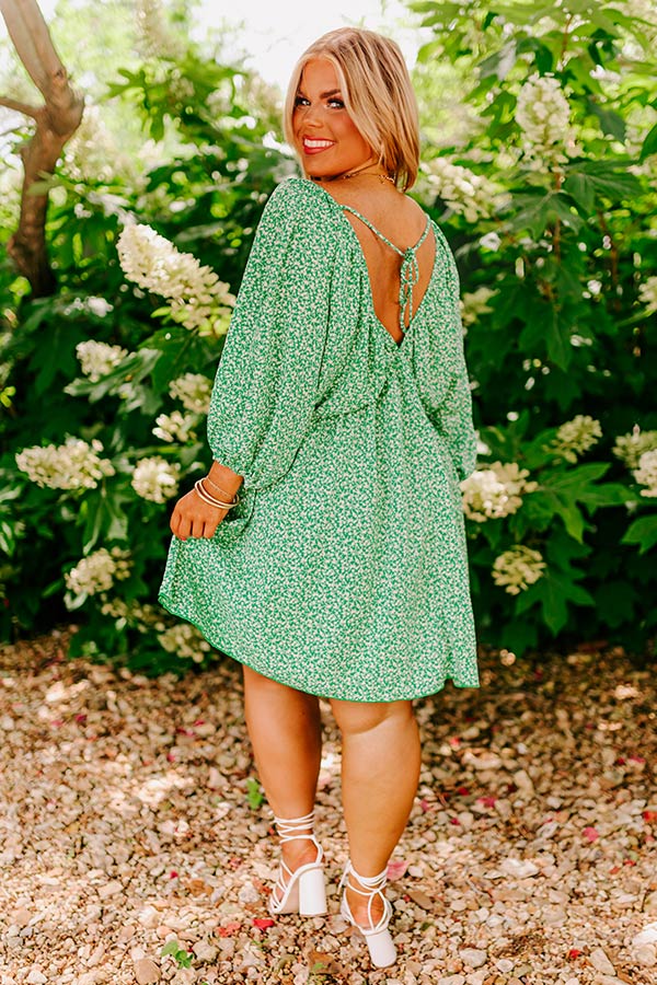 Take A Holiday Floral Mini Dress in Green Curves Take A Holiday Floral Mini Dress in Green Curves