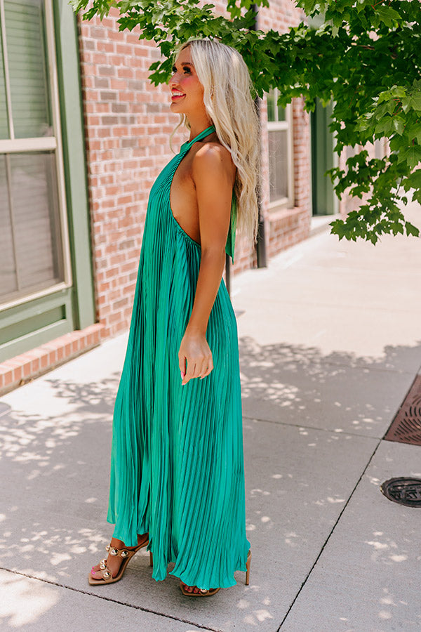 Forever Stunning Pleated Maxi In Kelly Green
