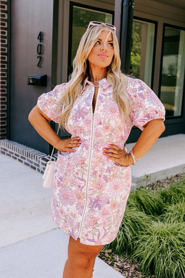 In Full Bloom Denim Mini Dress Curves • Impressions Online Boutique