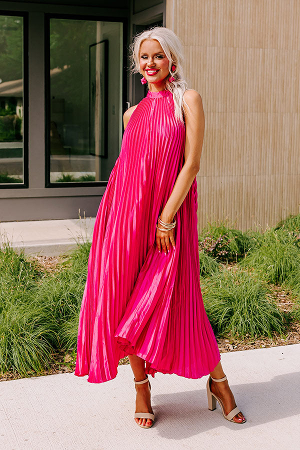 Forever Stunning Pleated Maxi In Hot Pink Forever Stunning Pleated Maxi In Hot Pink