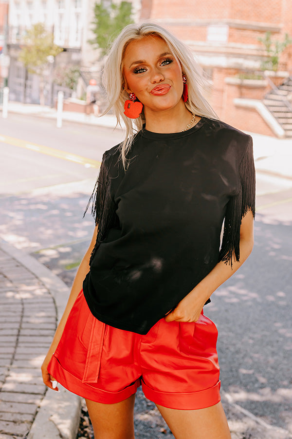 Midwest Weekend Fringe Top In Black