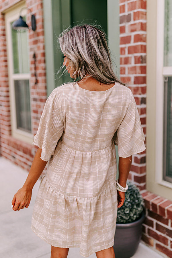 Pretty Presence Babydoll Dress In Iced Latte