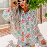 Editor In Chic Floral Button Up In Aqua Image - 1